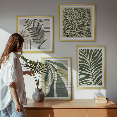 Dekoratívna sada obrazov Pastelové ilustrácie vĺn listov