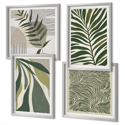 Dekoratívna sada obrazov Pastelové ilustrácie vĺn listov