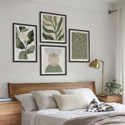 Abstraktné geometrické tvary listov zarámovaný set obrazov