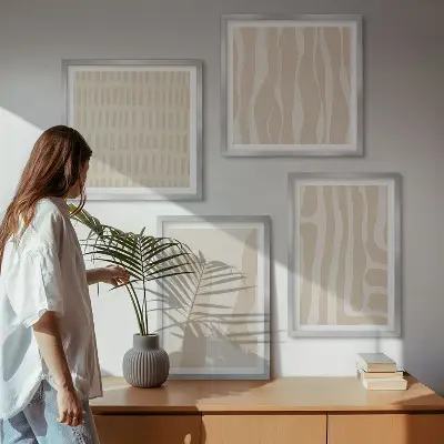 Sada zarámovaných obrazov abstraktné boho tvary a vzory