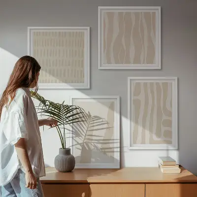 Sada zarámovaných obrazov abstraktné boho tvary a vzory