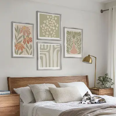 Dekoratívna sada obrazov v minimalistickom kvetinovom boho štýle