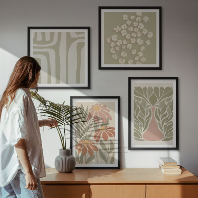 Dekoratívna sada obrazov Kvetinový minimalistický boho štýl