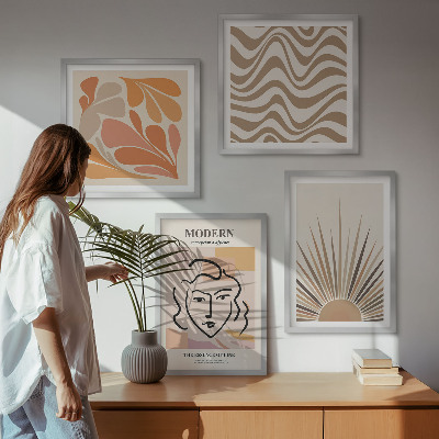 Zarámovaný set obrazov Slnko boho pastelové tvary