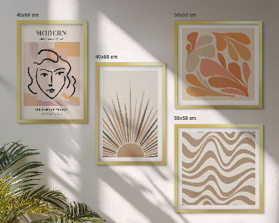 Zarámovaný set obrazov Slnko boho pastelové tvary