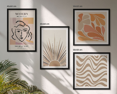 Zarámovaný set obrazov Slnko boho pastelové tvary