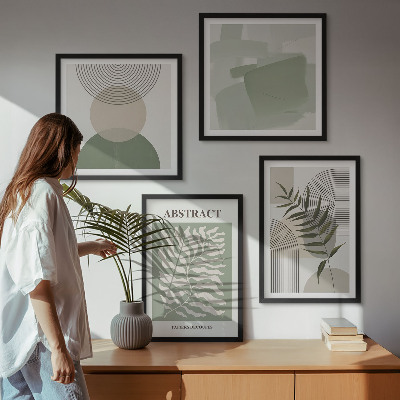 Zarámovaný set obrazov Botanické boho abstrakcie