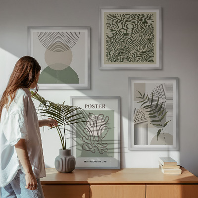 Dekoratívna sada obrazov Geometrické botanické vzory