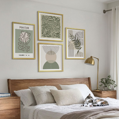 Dekoratívna sada obrazov Geometrické botanické vzory