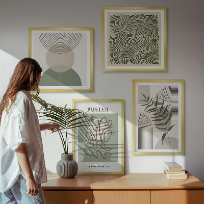 Dekoratívna sada obrazov Geometrické botanické vzory
