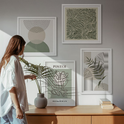 Dekoratívna sada obrazov Geometrické botanické vzory