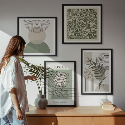Dekoratívna sada obrazov Geometrické botanické vzory
