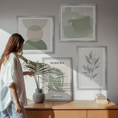 Zarámovaný set obrazov Štýlová abstraktná grafika rastlín