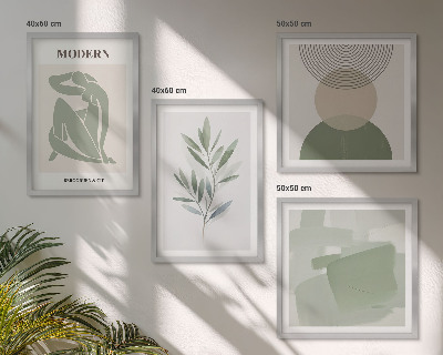 Zarámovaný set obrazov Štýlová abstraktná grafika rastlín