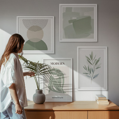 Zarámovaný set obrazov Štýlová abstraktná grafika rastlín