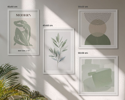 Zarámovaný set obrazov Štýlová abstraktná grafika rastlín
