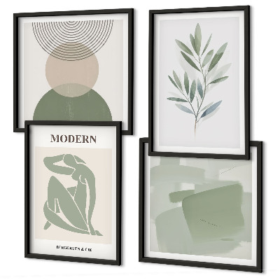 Zarámovaný set obrazov Štýlová abstraktná grafika rastlín