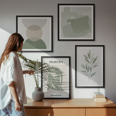 Zarámovaný set obrazov Štýlová abstraktná grafika rastlín