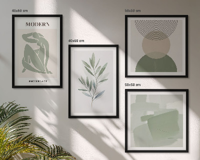 Zarámovaný set obrazov Štýlová abstraktná grafika rastlín