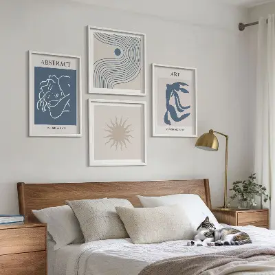 Zarámovaný set obrazov so štýlovými abstraktnými vzormi v štýle Matisse