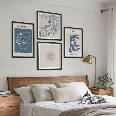 Zarámovaný set obrazov so štýlovými abstraktnými vzormi v štýle Matisse