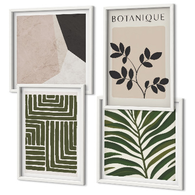 Zarámovaný set obrazov Botanické boho kompozície