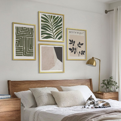 Zarámovaný set obrazov Botanické boho kompozície