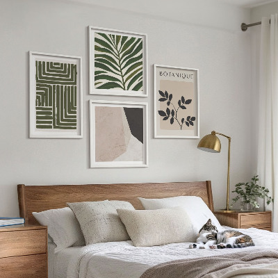 Zarámovaný set obrazov Botanické boho kompozície