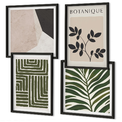 Zarámovaný set obrazov Botanické boho kompozície
