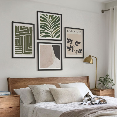 Zarámovaný set obrazov Botanické boho kompozície