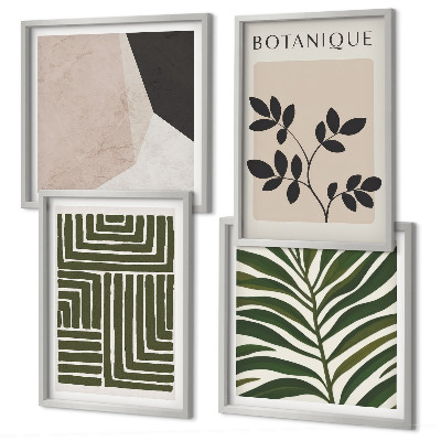 Zarámovaný set obrazov Botanické boho kompozície