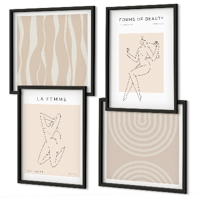 Zarámovaný set obrazov Kolekcia minimalistických foriem