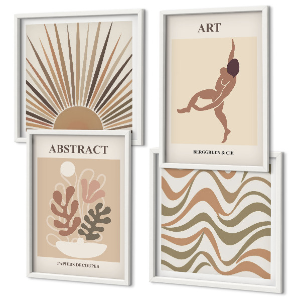 Zarámovaný set obrazov Matisse boho abstraktné vzory
