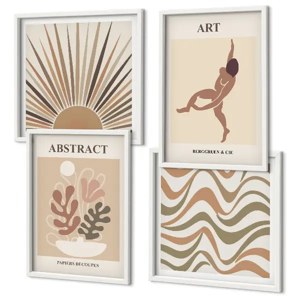 Zarámovaný set obrazov s abstraktnými vzormi v štýle Matisse boho zarámovaná súprava