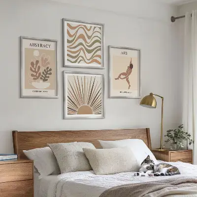 Zarámovaný set obrazov s abstraktnými vzormi v štýle Matisse boho zarámovaná súprava