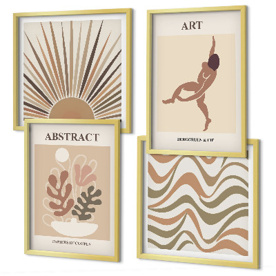 Zarámovaný set obrazov Matisse boho abstraktné vzory