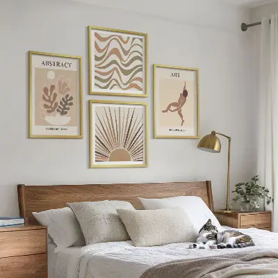 Zarámovaný set obrazov s abstraktnými vzormi v štýle Matisse boho zarámovaná súprava