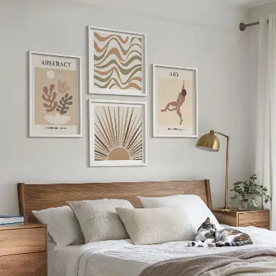 Zarámovaný set obrazov s abstraktnými vzormi v štýle Matisse boho zarámovaná súprava