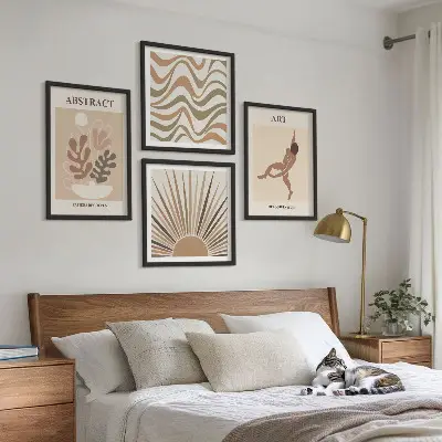Zarámovaný set obrazov s abstraktnými vzormi v štýle Matisse boho zarámovaná súprava