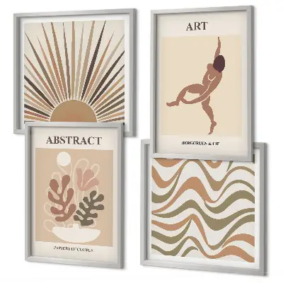 Zarámovaný set obrazov s abstraktnými vzormi v štýle Matisse boho zarámovaná súprava