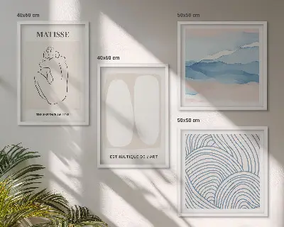 Dekoratívna sada obrazov s motívom abstraktných foriem štýlu Matisse