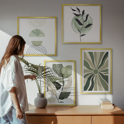 Zarámovaný set obrazov Geometrické tvary rastlín