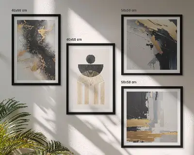 Abstraktná geometrická kompozícia zarámovaný set obrazov
