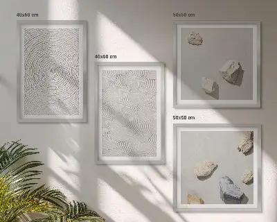 Zarámovaný set obrazov Geometrické kartónové kamene zarámovaný set obrazov s motívom geometrických kartónových kameňov
