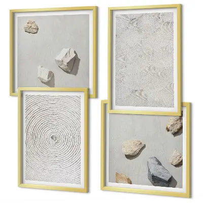 Zarámovaný set obrazov Geometrické kartónové kamene zarámovaný set obrazov s motívom geometrických kartónových kameňov
