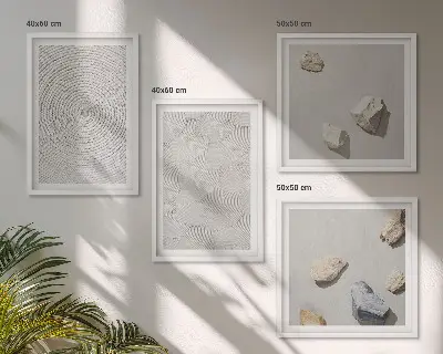 Zarámovaný set obrazov Geometrické kartónové kamene zarámovaný set obrazov s motívom geometrických kartónových kameňov