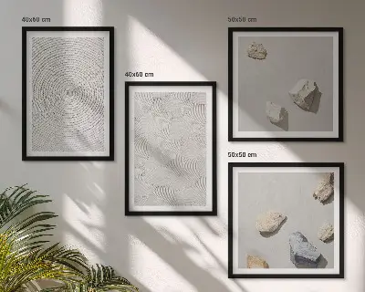 Zarámovaný set obrazov Geometrické kartónové kamene zarámovaný set obrazov s motívom geometrických kartónových kameňov