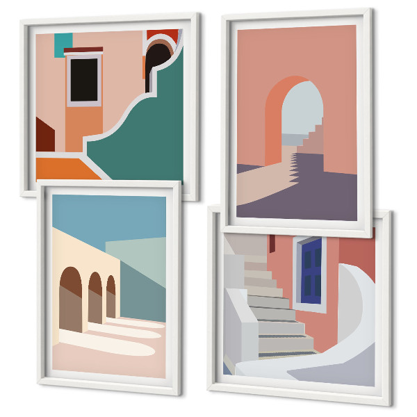 Dekoratívna sada obrazov Pastelová minimalistická grafika
