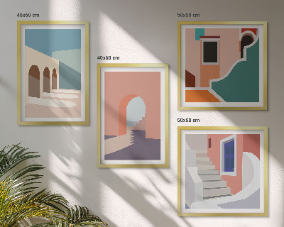 Dekoratívna sada obrazov Pastelová minimalistická grafika