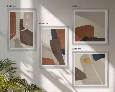 Abstraktné moderné tvary zarámovaný set obrazov